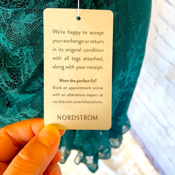 WAYF Green Lace One Shoulder Knee Length Dress - Picture 4 of 12